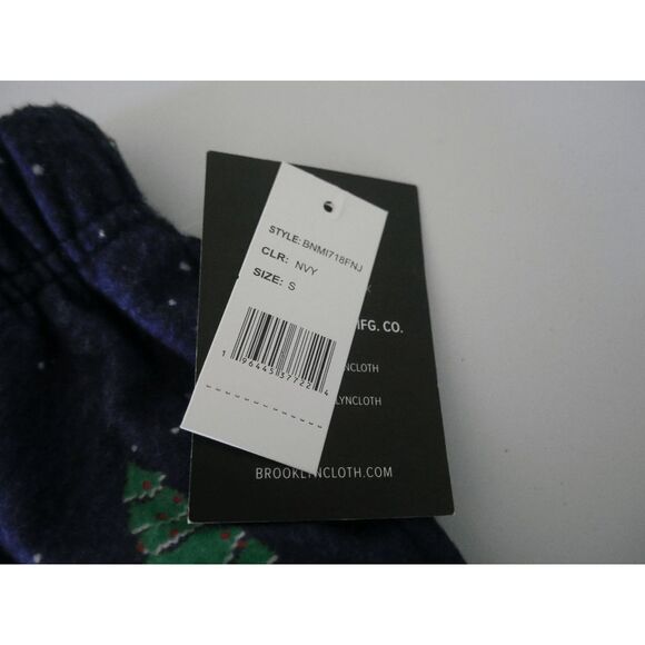 Brooklyn Cloth Men’s Christmas Pajama Pants Size S Navy Blue Tree Print Pants - Picture 6 of 10